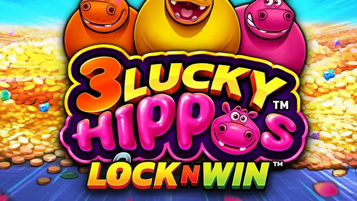 Interface do jogo 3 Lucky Hippos com tema de aventura na selva